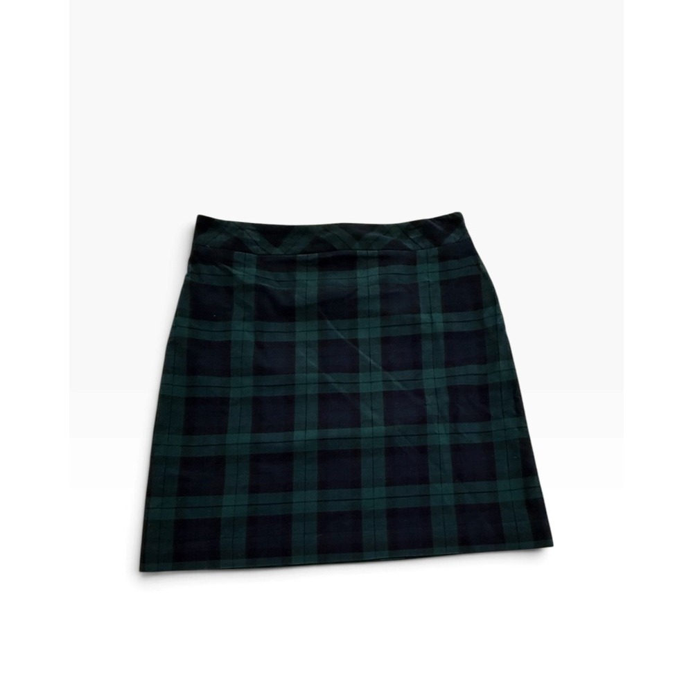 Talbots Womens Size 12 Black Watch Plaid A-Line Velvet Skirt Preppy Classic